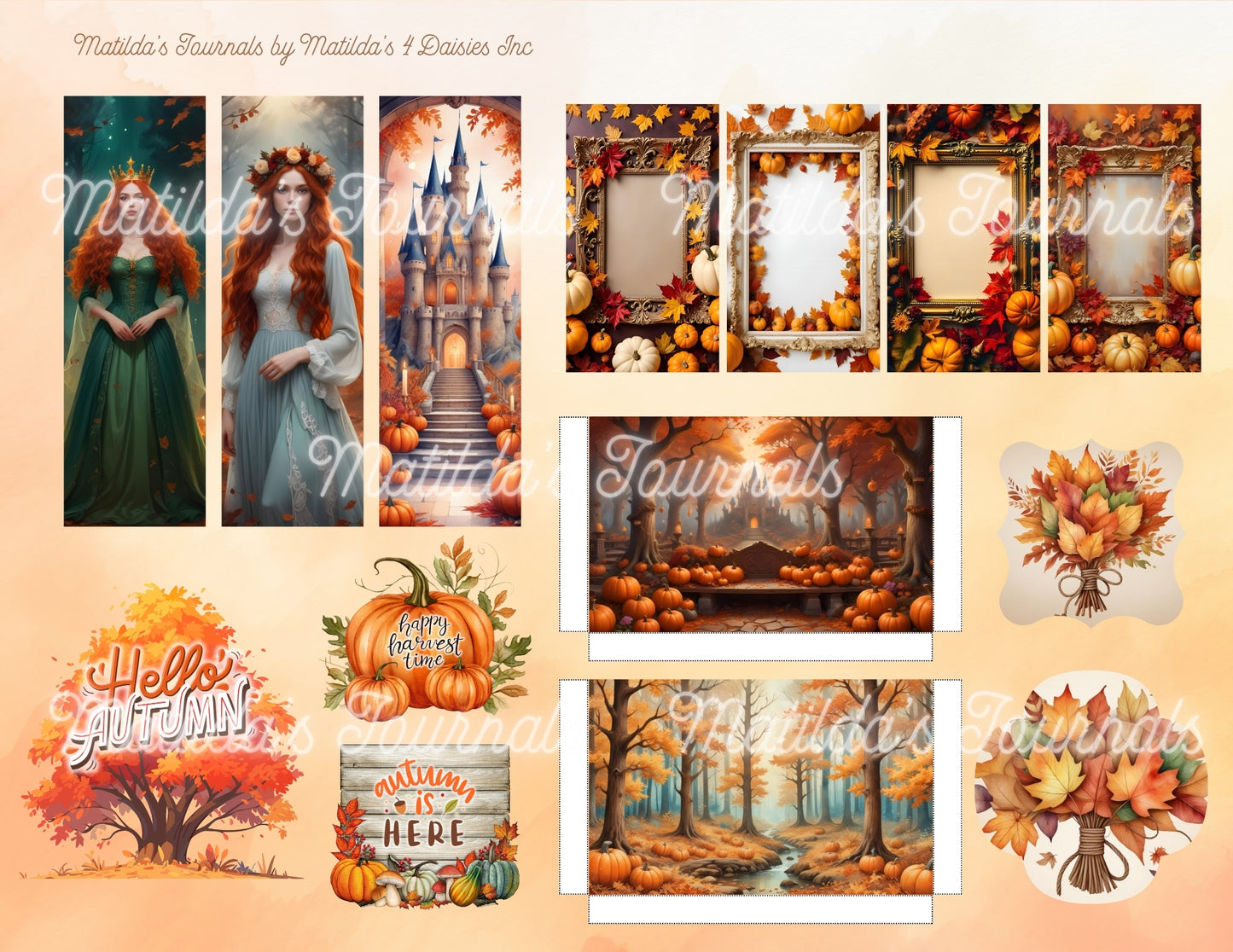Autumn Kingdom - Printable Elements and Backgrounds Set
