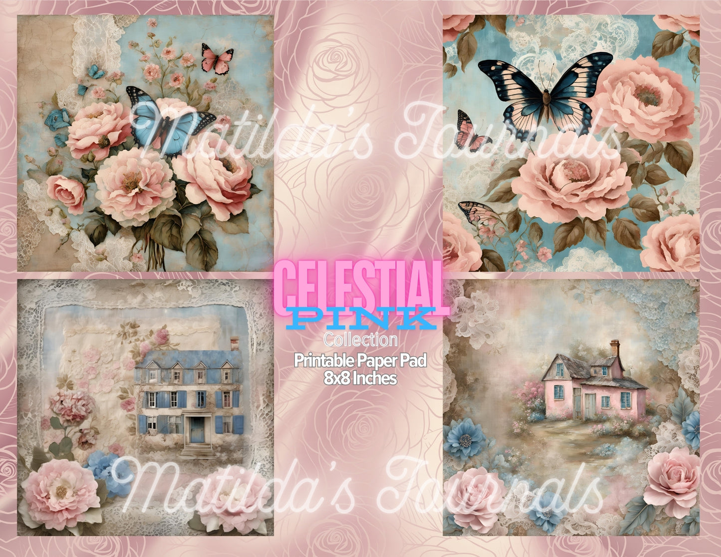 Celestial Pink 8x8 Inches Printable Paper Pad