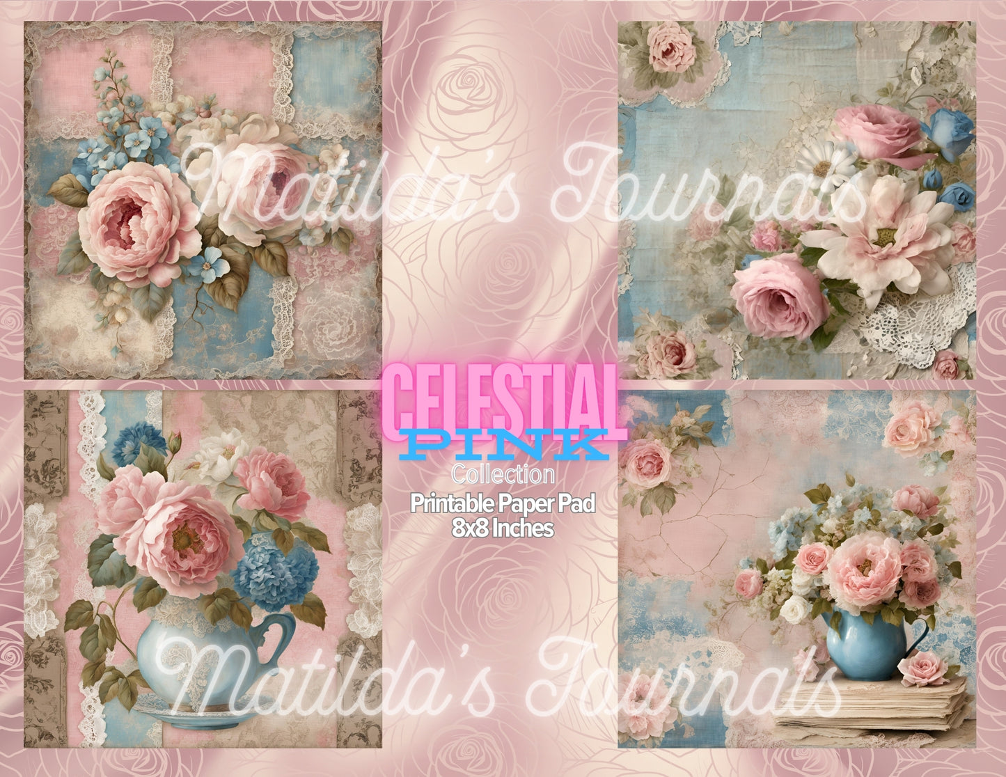 Celestial Pink 8x8 Inches Printable Paper Pad