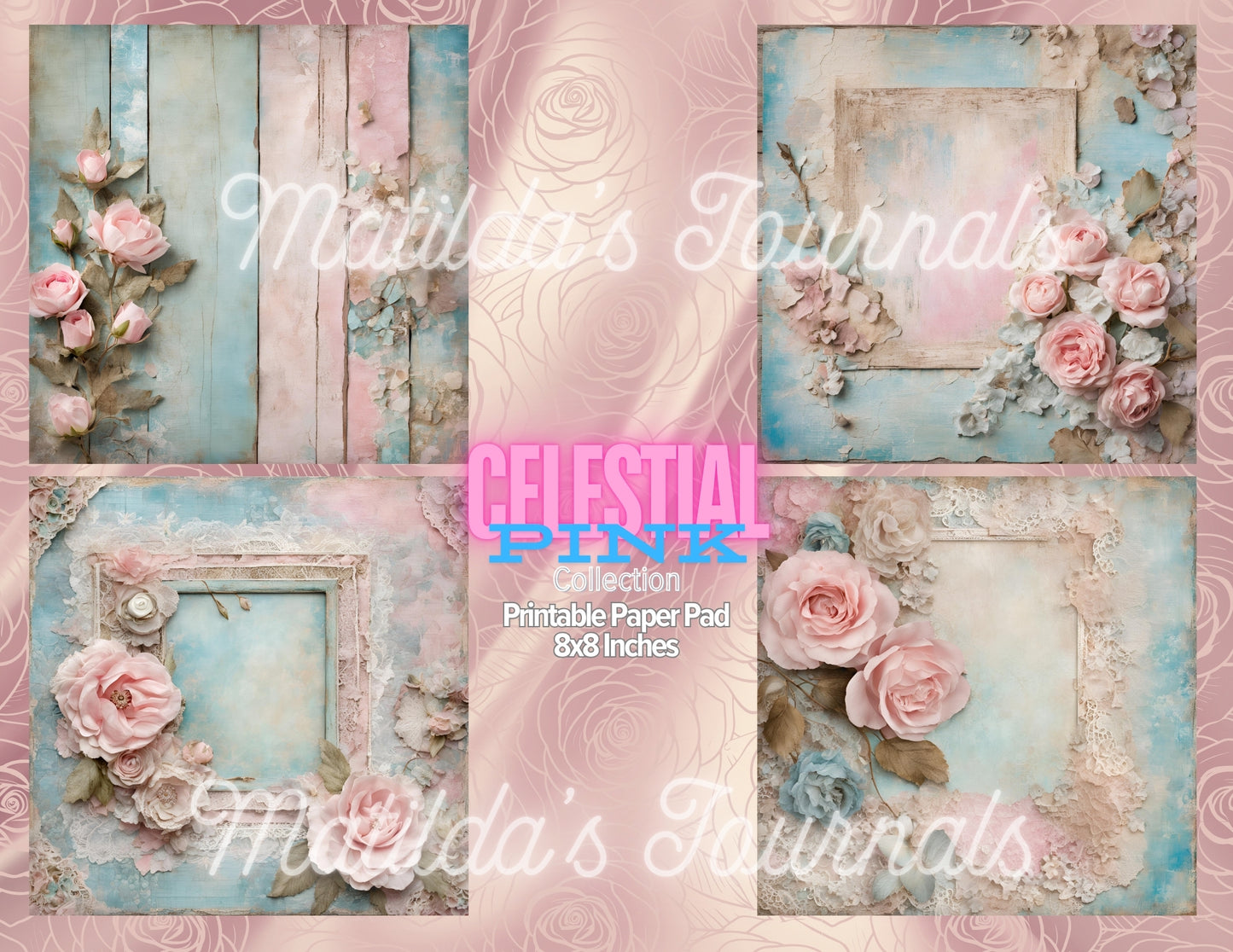 Celestial Pink 8x8 Inches Printable Paper Pad