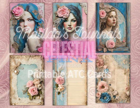 Celestial Pink Printable ATC Cards