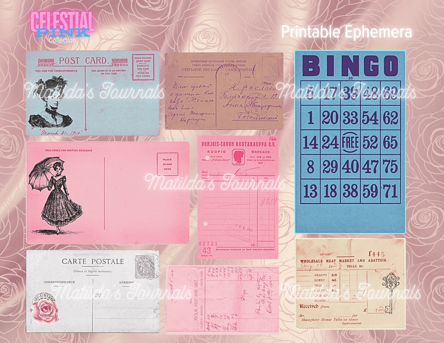 Celestial Pink Printable Ephemera