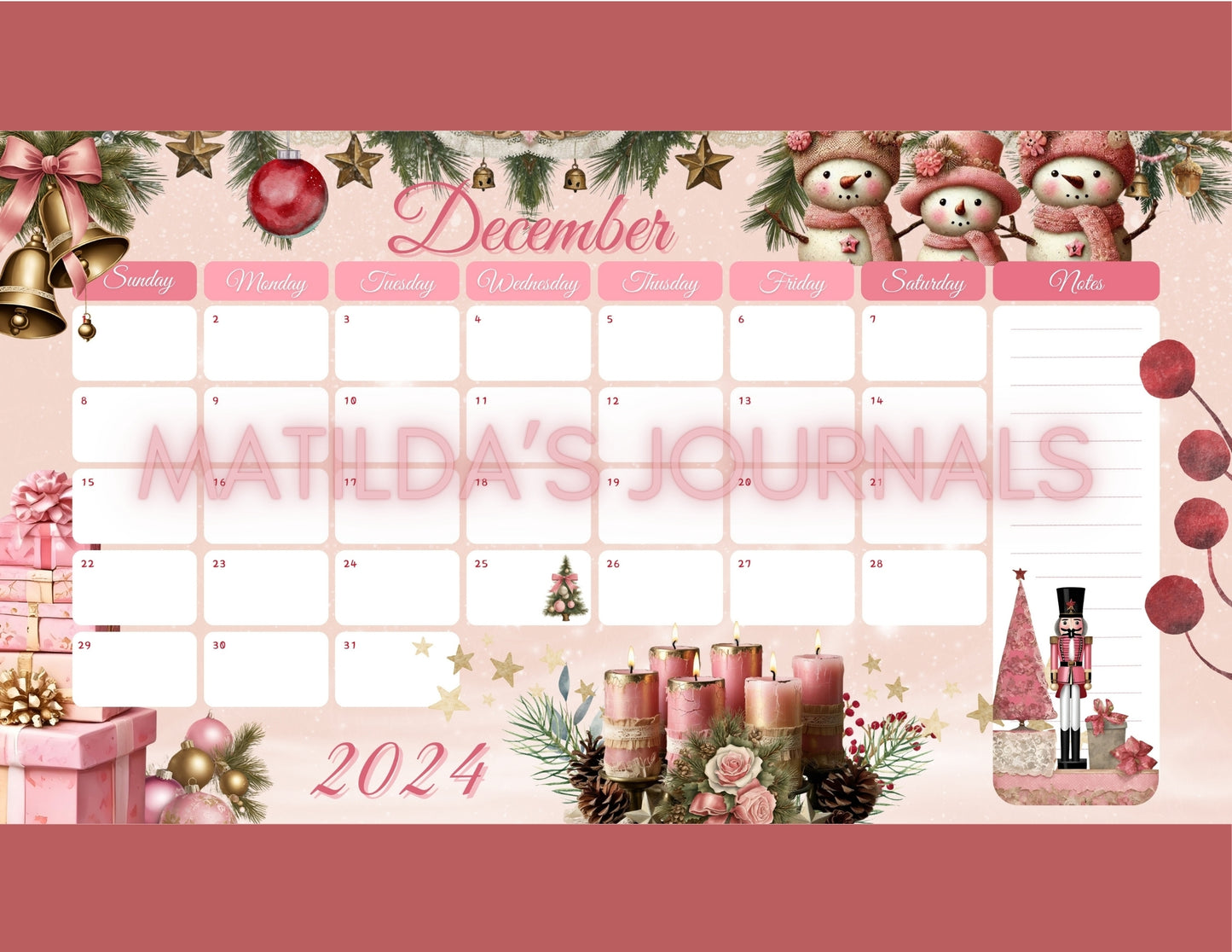 Frosted Pink Holiday JunkJournal Digital Collection
