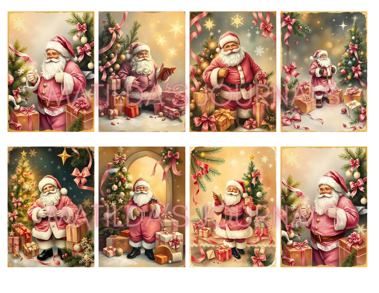 Frosted Pink Holiday Cards Package - Digital Printable Set