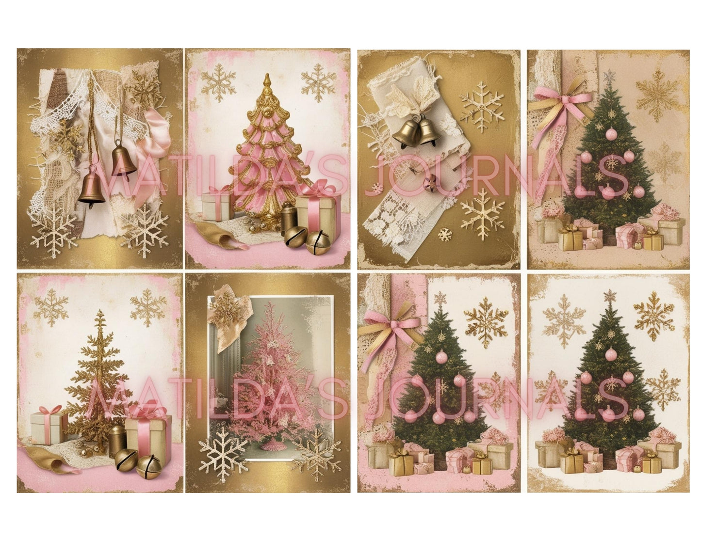 Frosted Pink Holiday JunkJournal Digital Collection