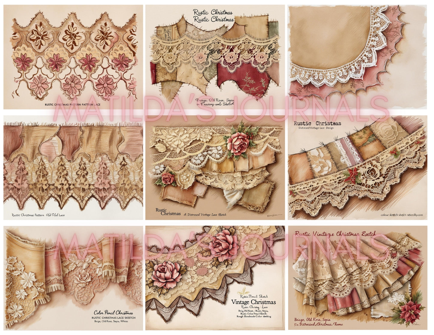 Frosted Pink Holiday Cards Package - Digital Printable Set