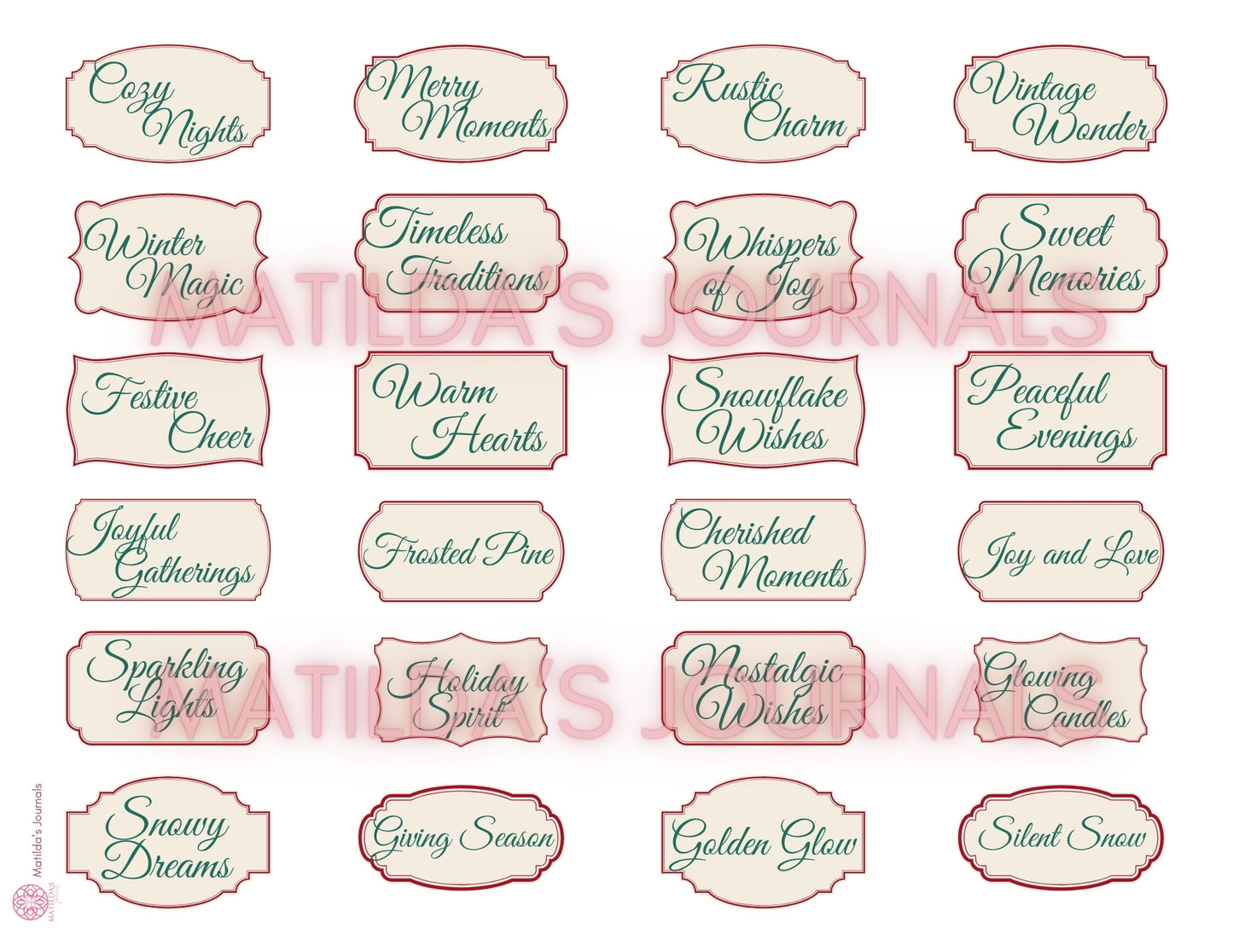 Frosted Pink Holiday JunkJournal Digital Collection