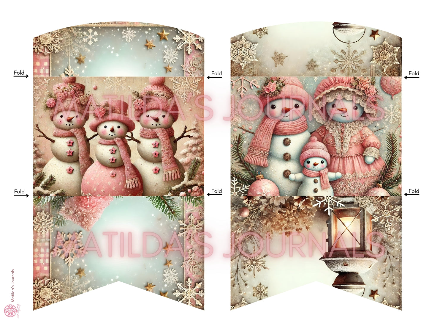 Frosted Pink Holiday JunkJournal Digital Collection