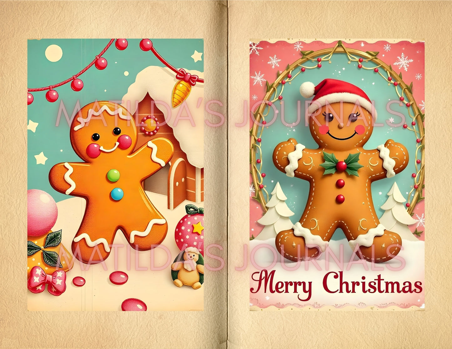 Frosted Pink Holiday JunkJournal Digital Collection