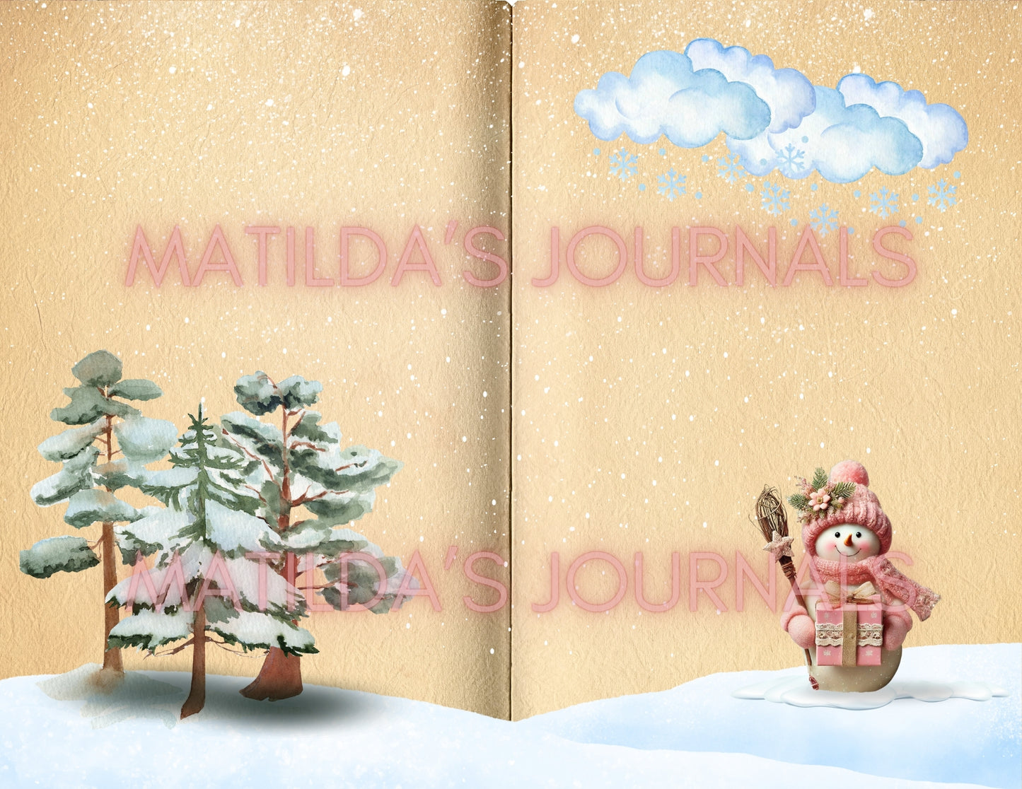 Frosted Pink Holiday JunkJournal Digital Collection