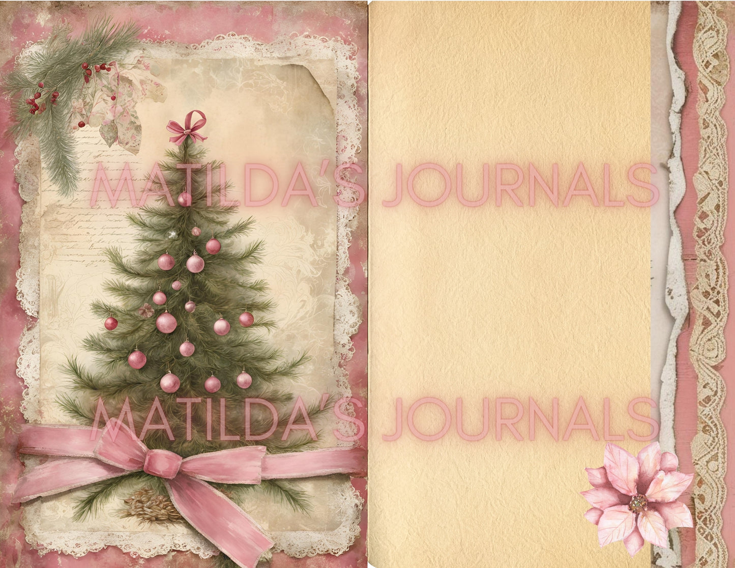 Frosted Pink Holiday JunkJournal Digital Collection