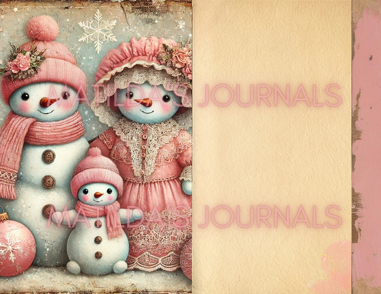 Frosted Pink Holiday JunkJournal Digital Collection