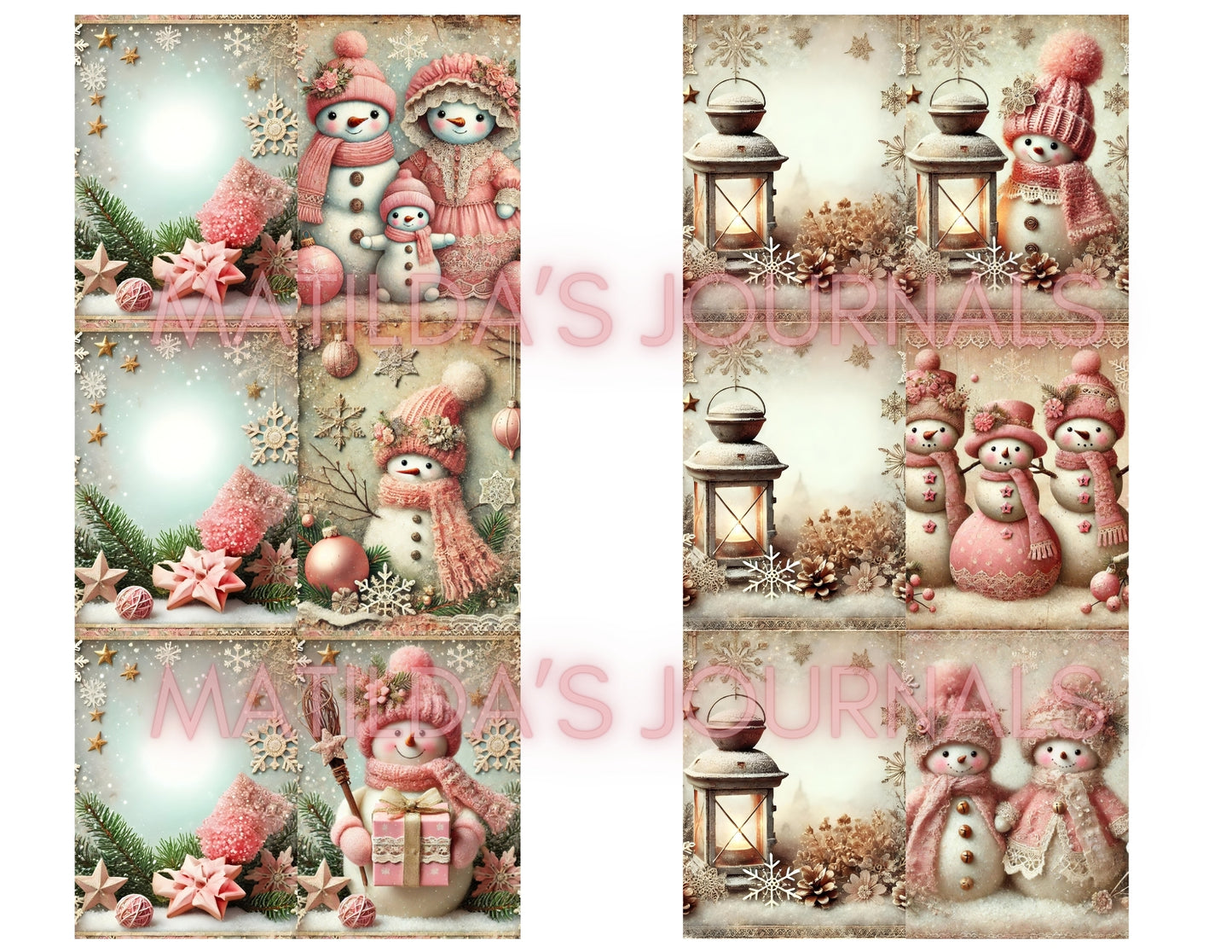 Frosted Pink Holiday Cards Package - Digital Printable Set