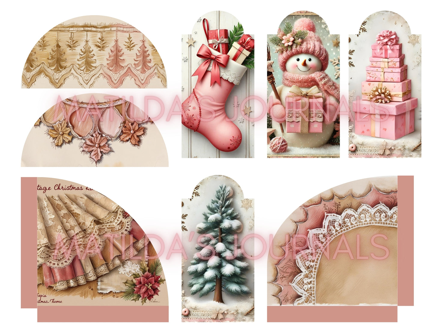 Frosted Pink Holiday Notebooks Package - Digital Printable Kit