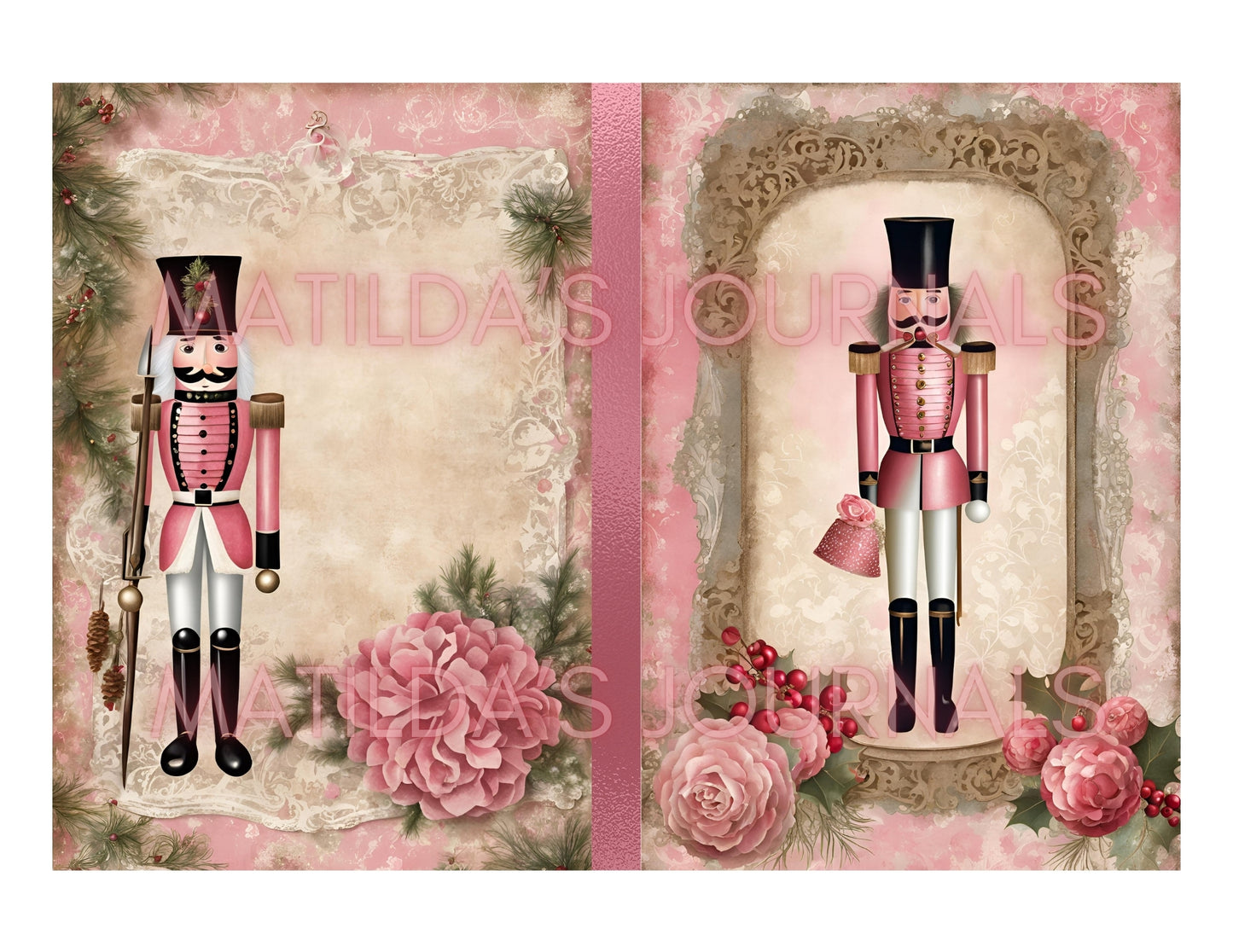 Frosted Pink Holiday Notebooks Package - Digital Printable Kit