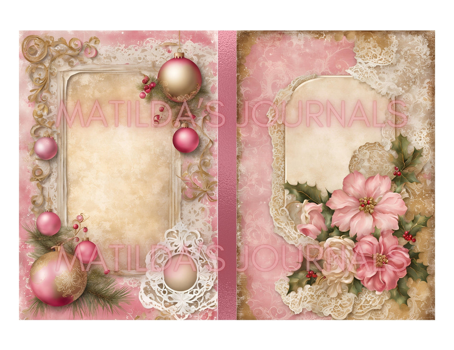 Frosted Pink Holiday Notebooks Package - Digital Printable Kit