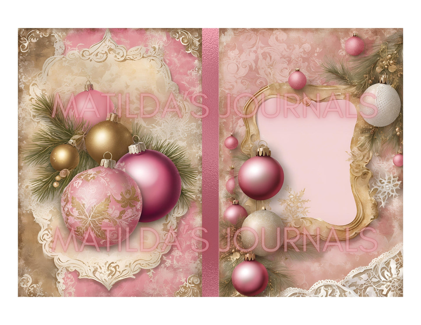 Frosted Pink Holiday Notebooks Package - Digital Printable Kit