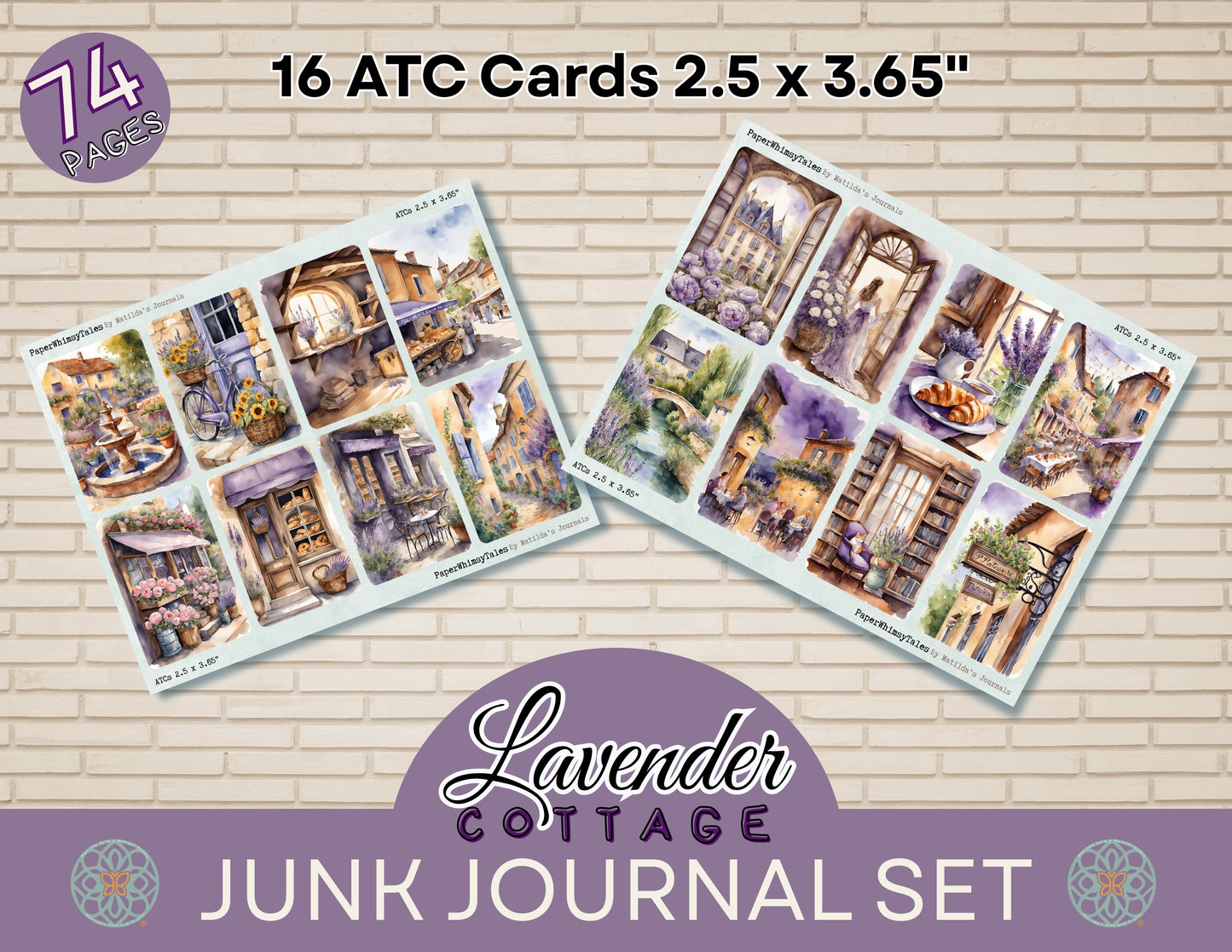 Lavender Cottage Digital Junk Journal Set - 74 Printable Pages of French Country Charm