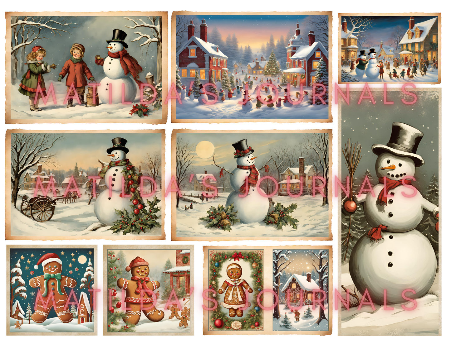 Vintage Christmas Digital Journaling Book Set