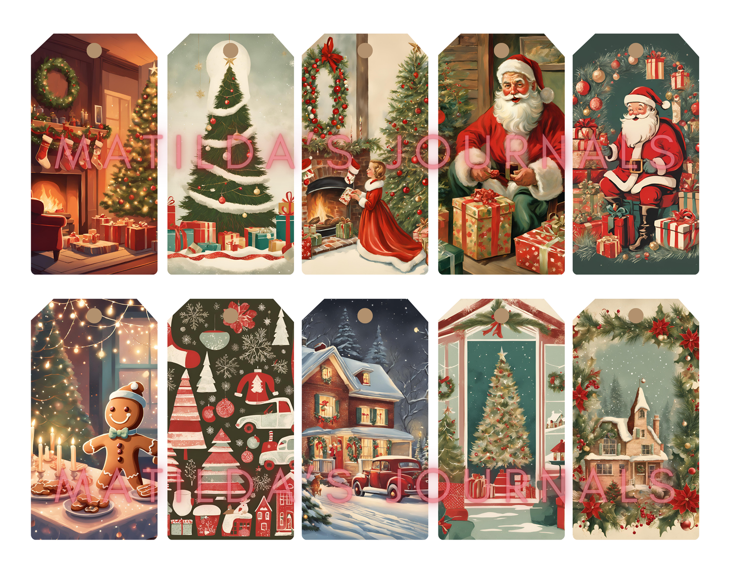 Vintage Christmas Digital Journaling Book Set