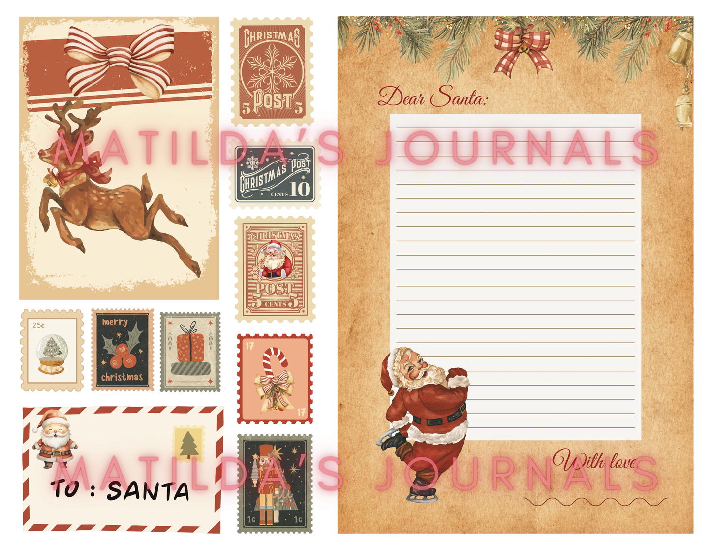 Vintage Christmas Digital Journaling Book Set