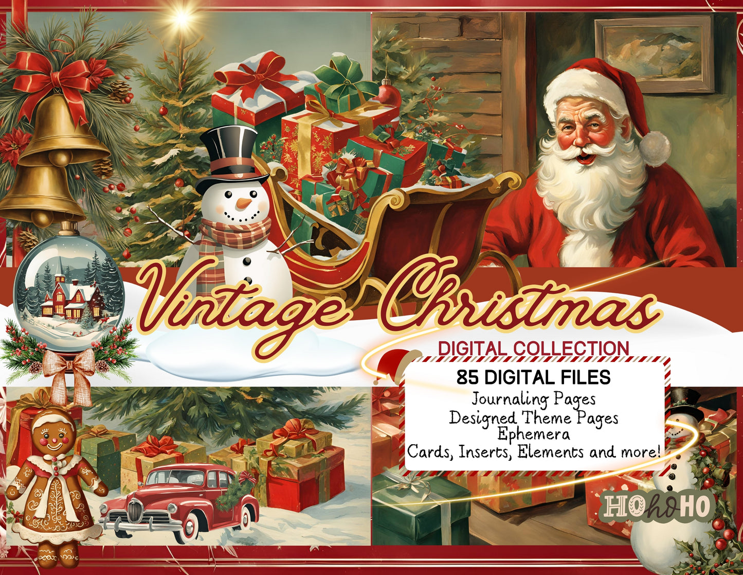 Vintage Christmas Digital Journaling Book Set