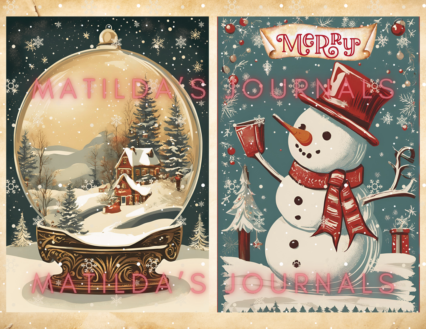 Vintage Christmas Digital Journaling Book Set