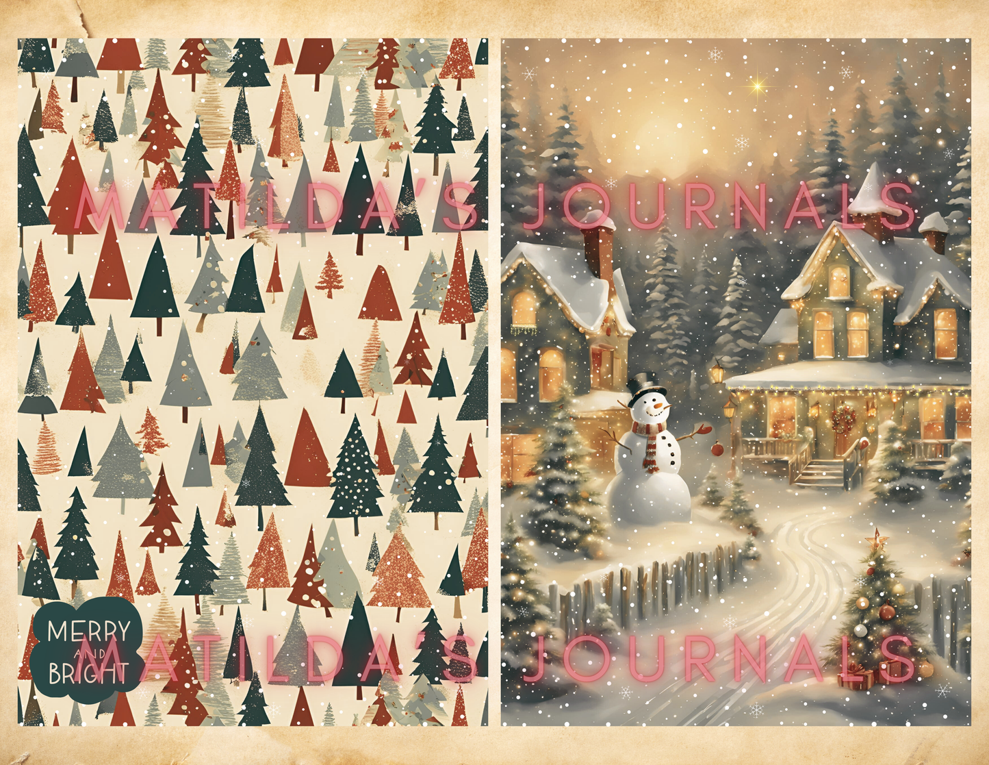 Vintage Christmas Digital Journaling Book Set