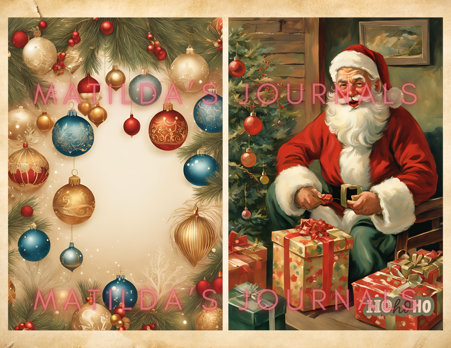 Vintage Christmas Digital Journaling Book Set