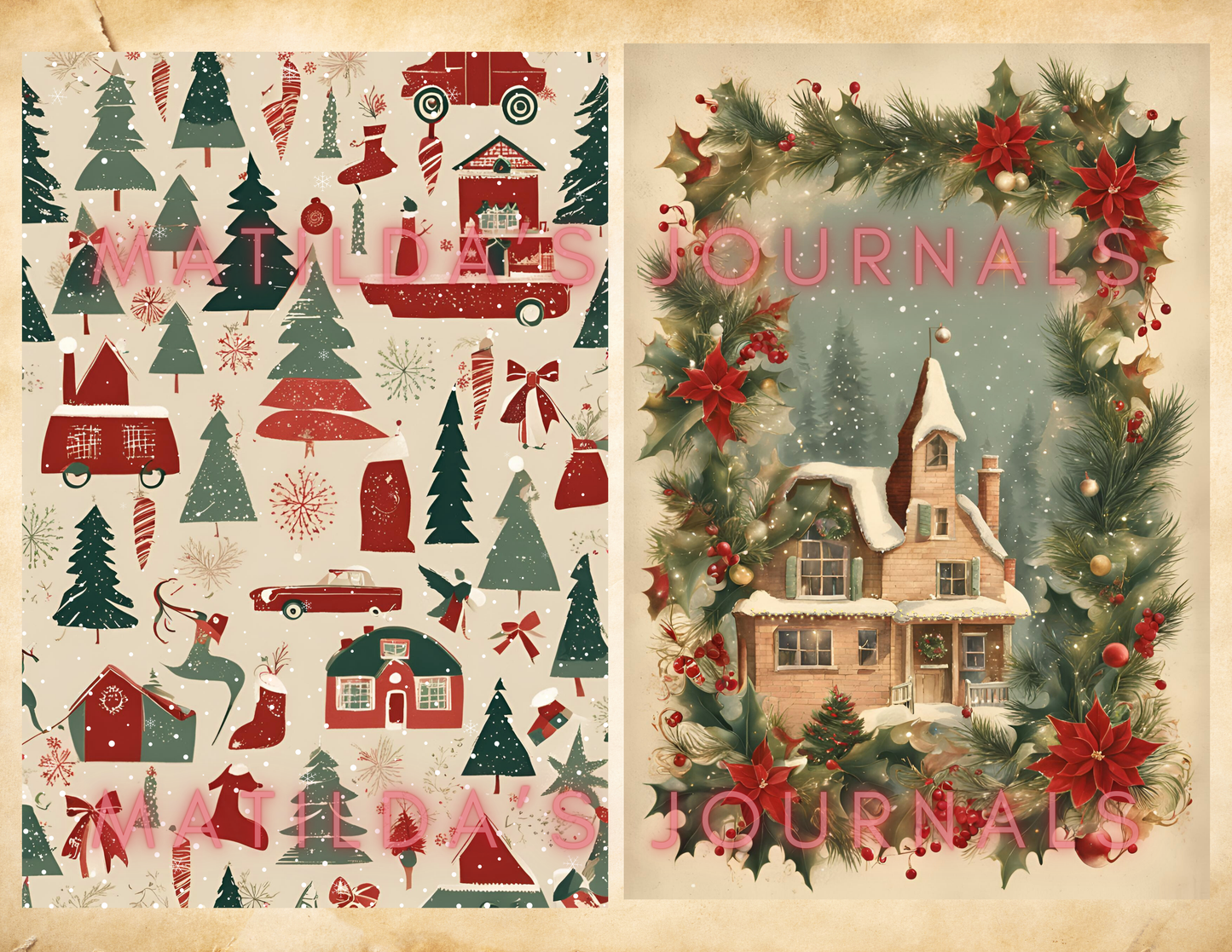 Vintage Christmas Digital Journaling Book Set