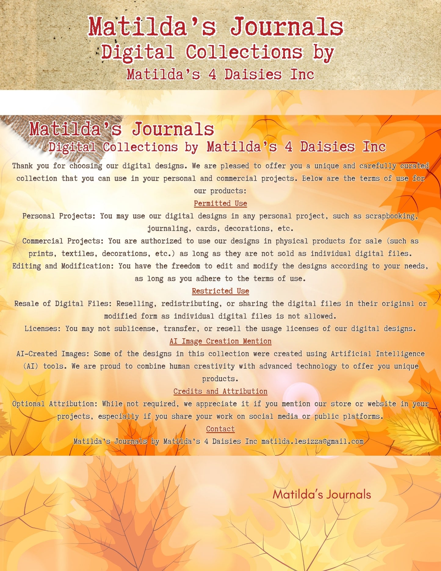 Autumn: Stages of Life - Printable Notebook Set