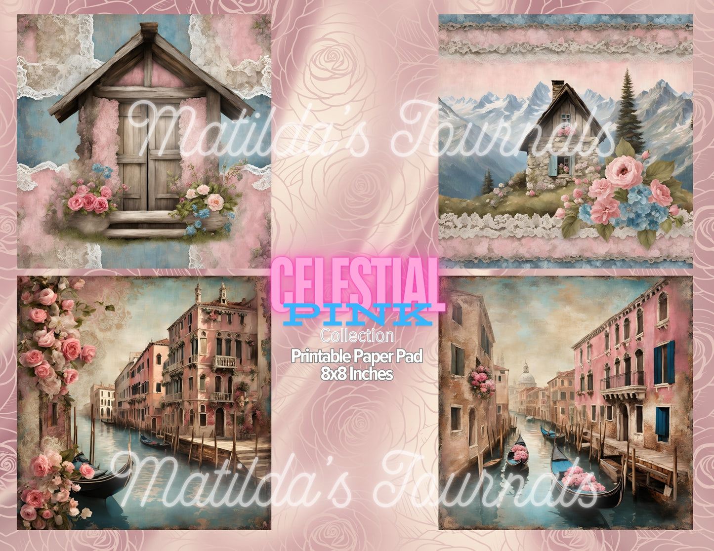 Celestial Pink 8x8 Inches Printable Paper Pad