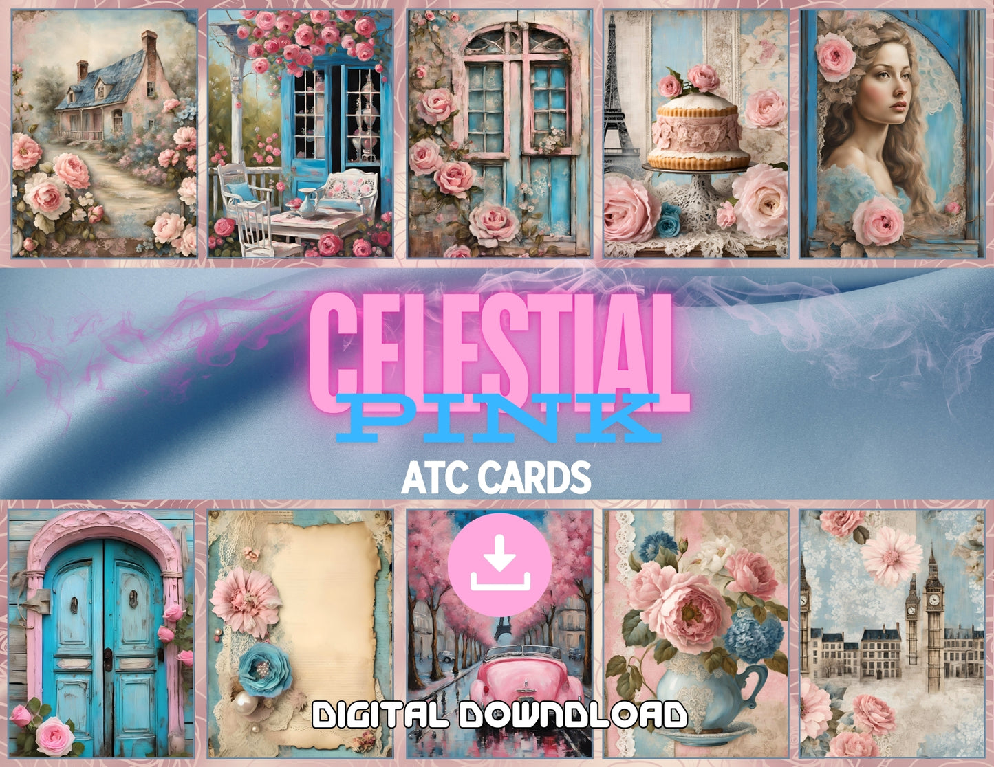 Celestial Pink Printable ATC Cards