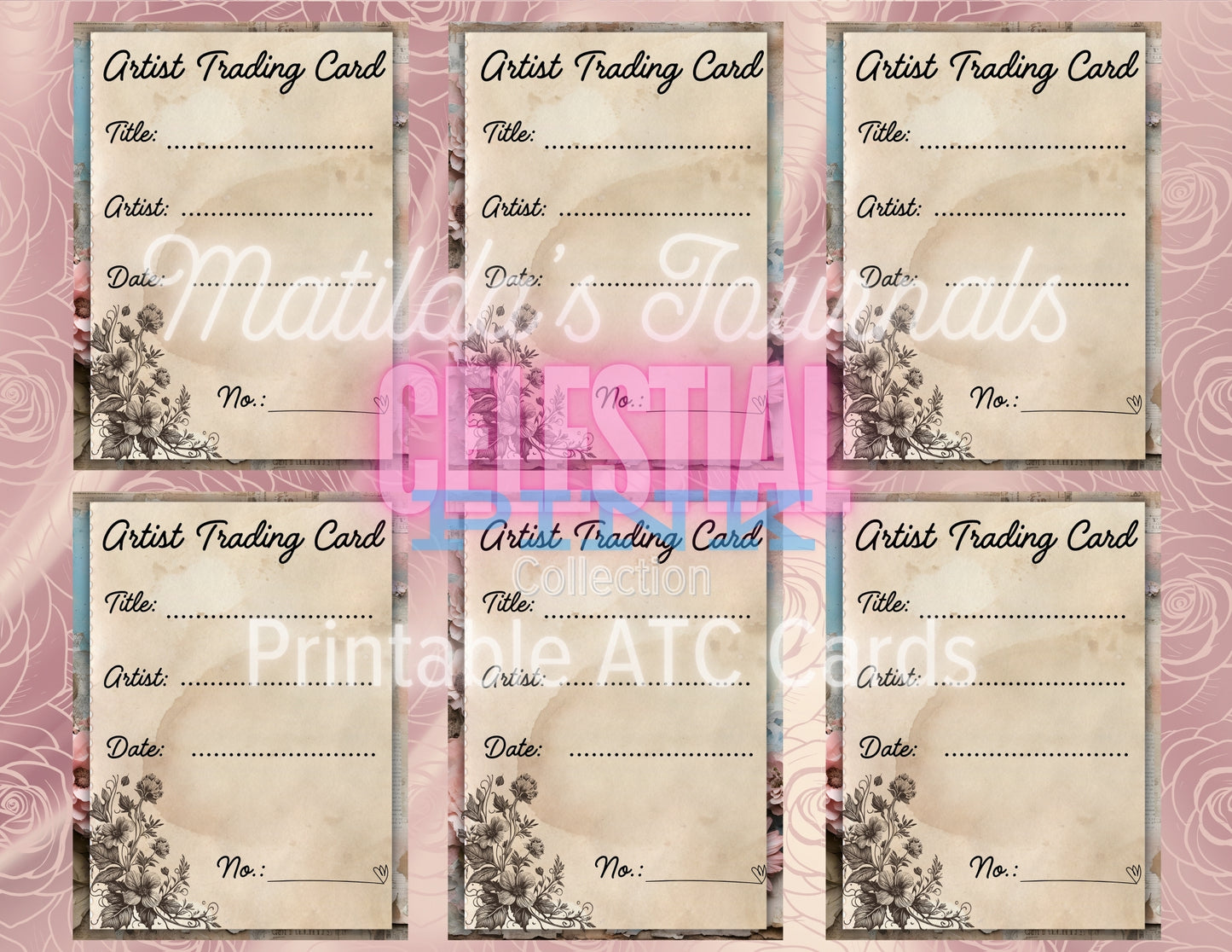 Celestial Pink Printable ATC Cards