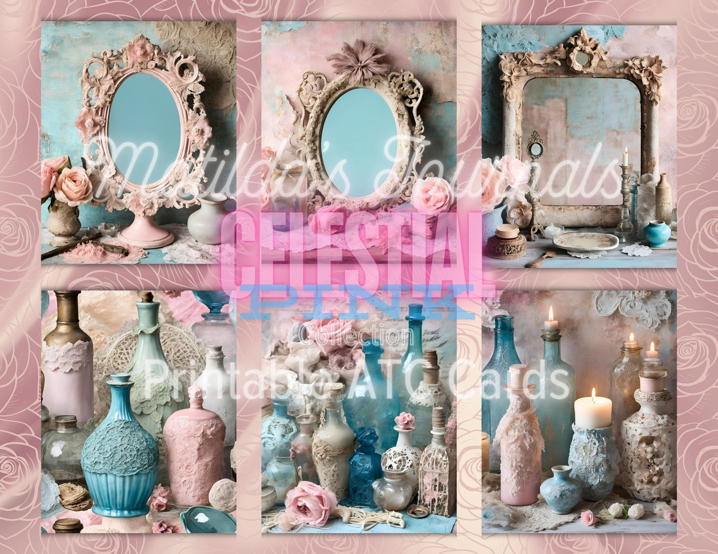 Celestial Pink Printable ATC Cards