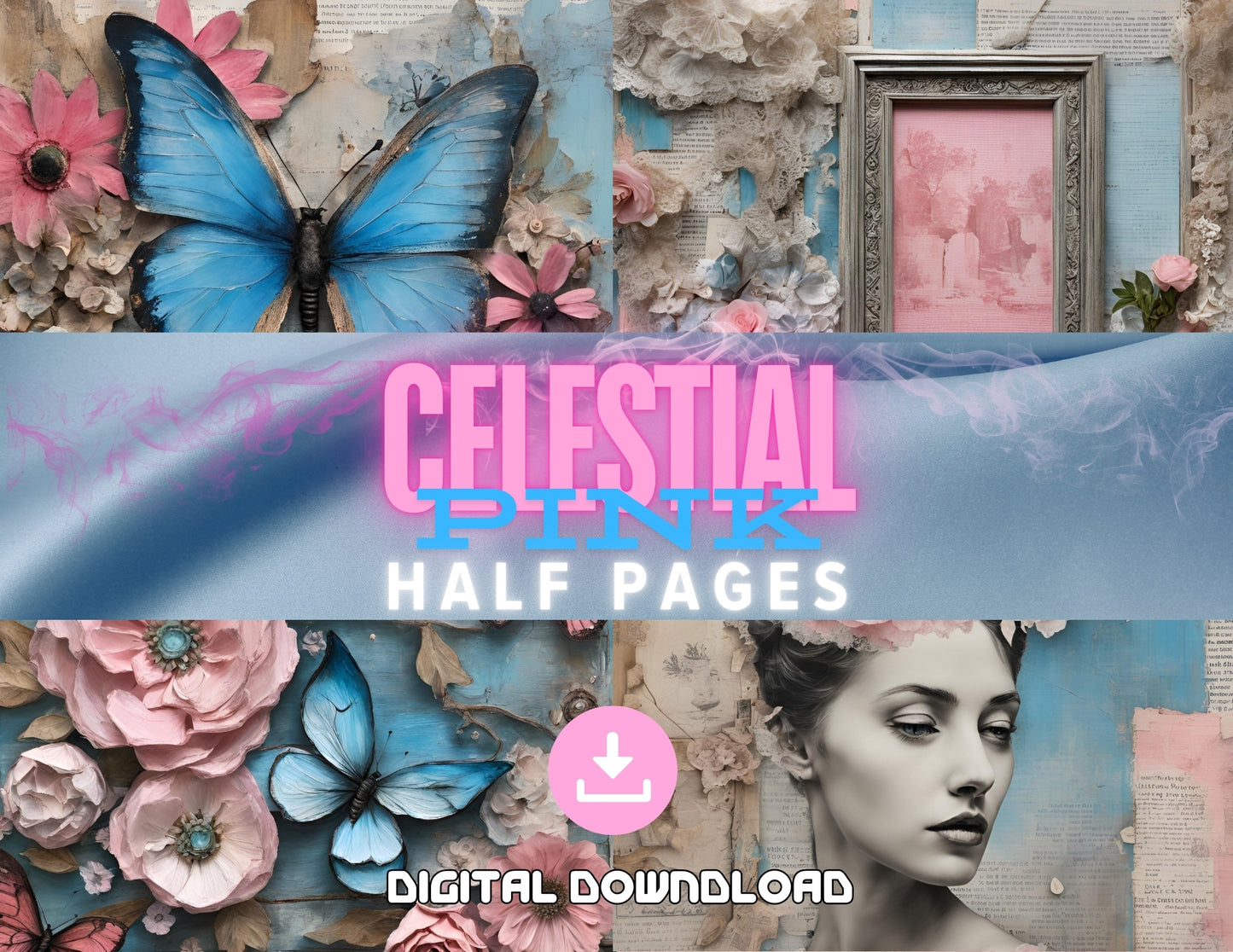 Celestial Pink Printable Half Pages