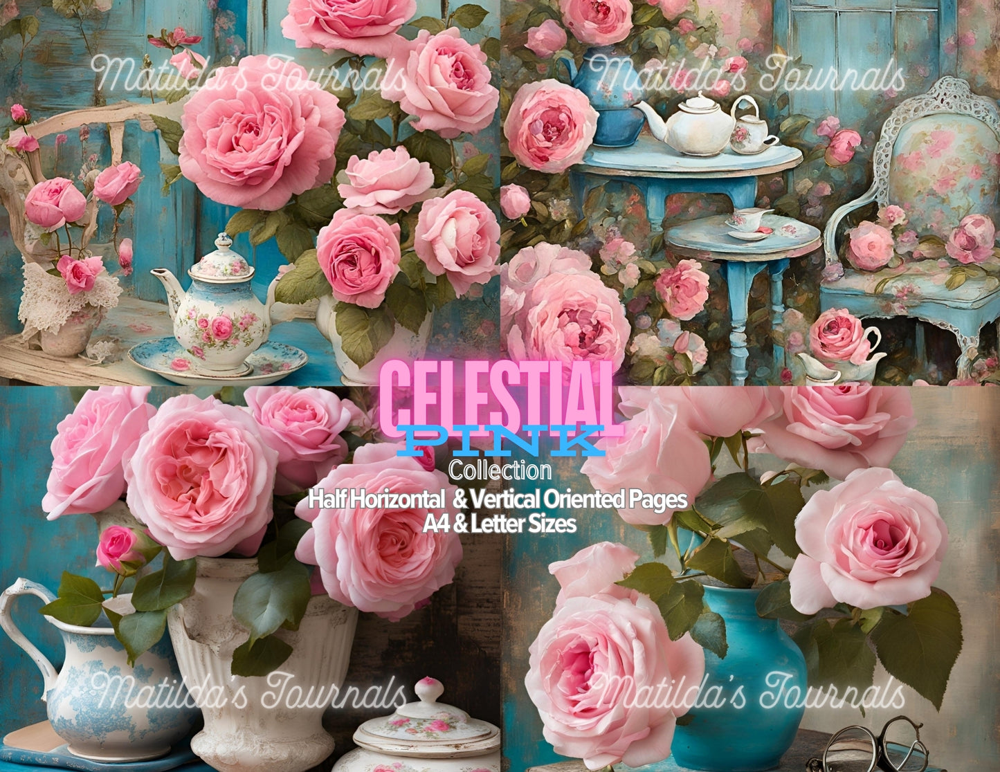 Celestial Pink Printable Half Pages