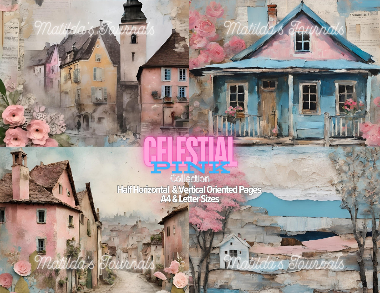 Celestial Pink Printable Half Pages