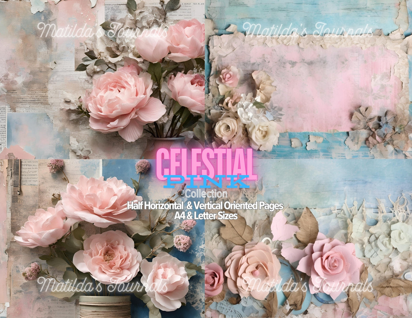 Celestial Pink Printable Half Pages