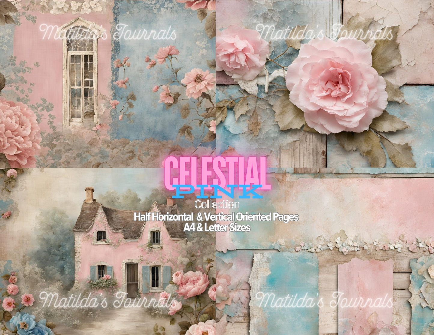 Celestial Pink Printable Half Pages