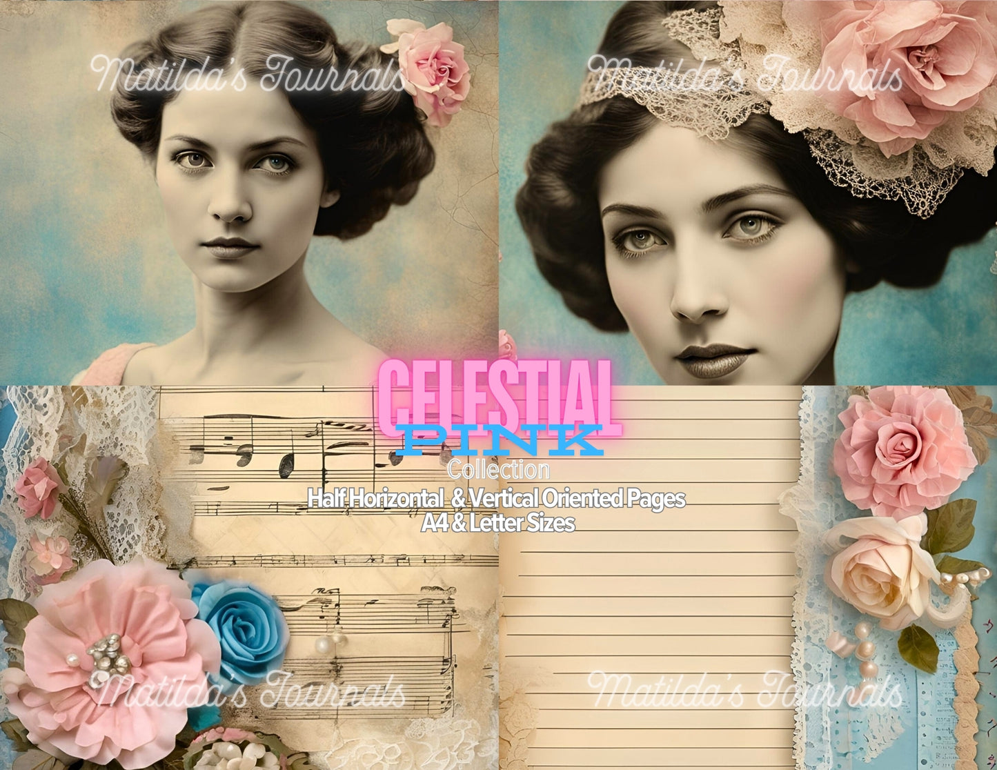 Celestial Pink Printable Half Pages