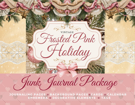 Frosted Pink Holiday JunkJournal Digital Collection