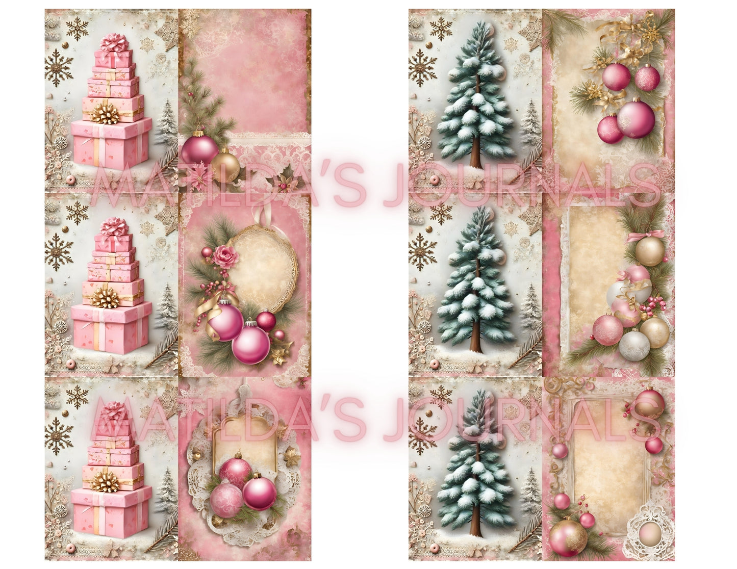 Frosted Pink Holiday Notebooks Package - Digital Printable Kit