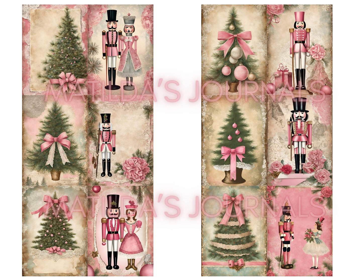 Frosted Pink Holiday Notebooks Package - Digital Printable Kit