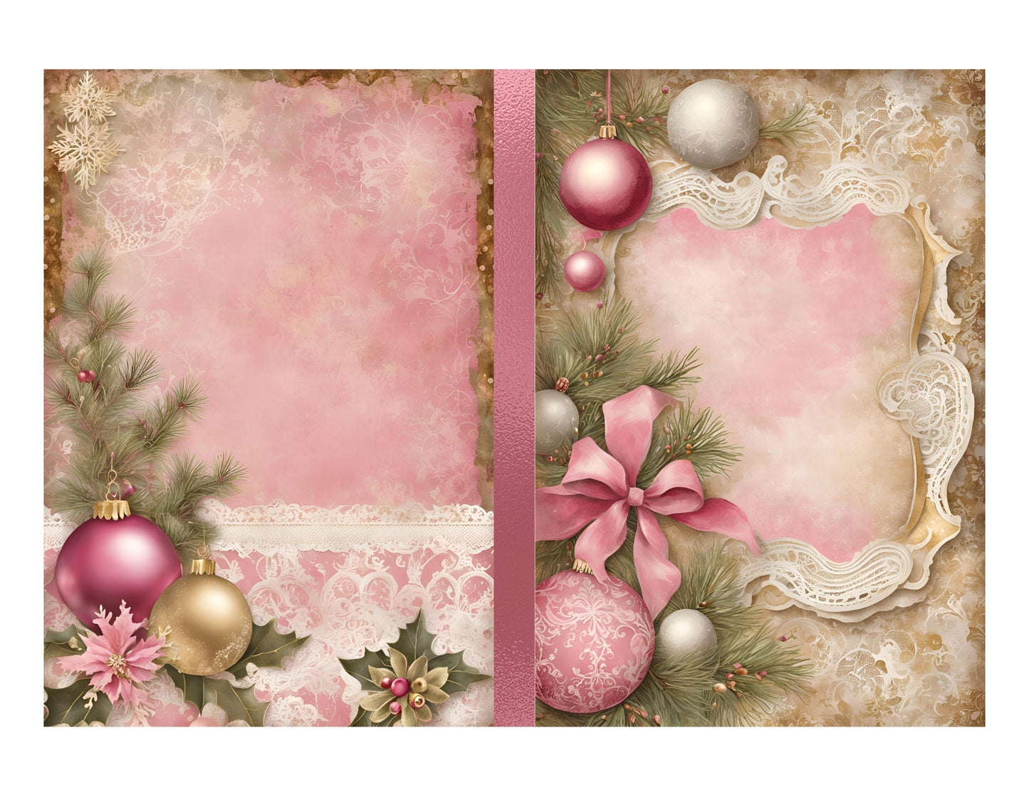 Frosted Pink Holiday Notebooks Package - Digital Printable Kit