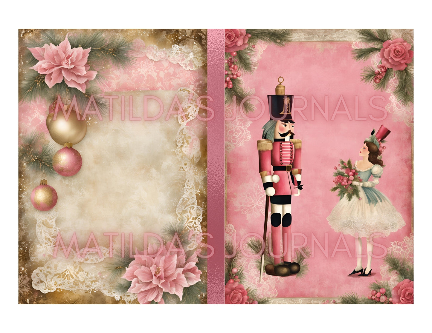 Frosted Pink Holiday Notebooks Package - Digital Printable Kit