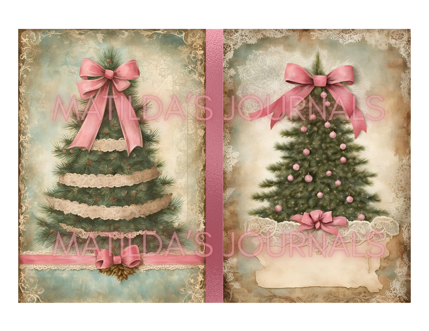 Frosted Pink Holiday Notebooks Package - Digital Printable Kit