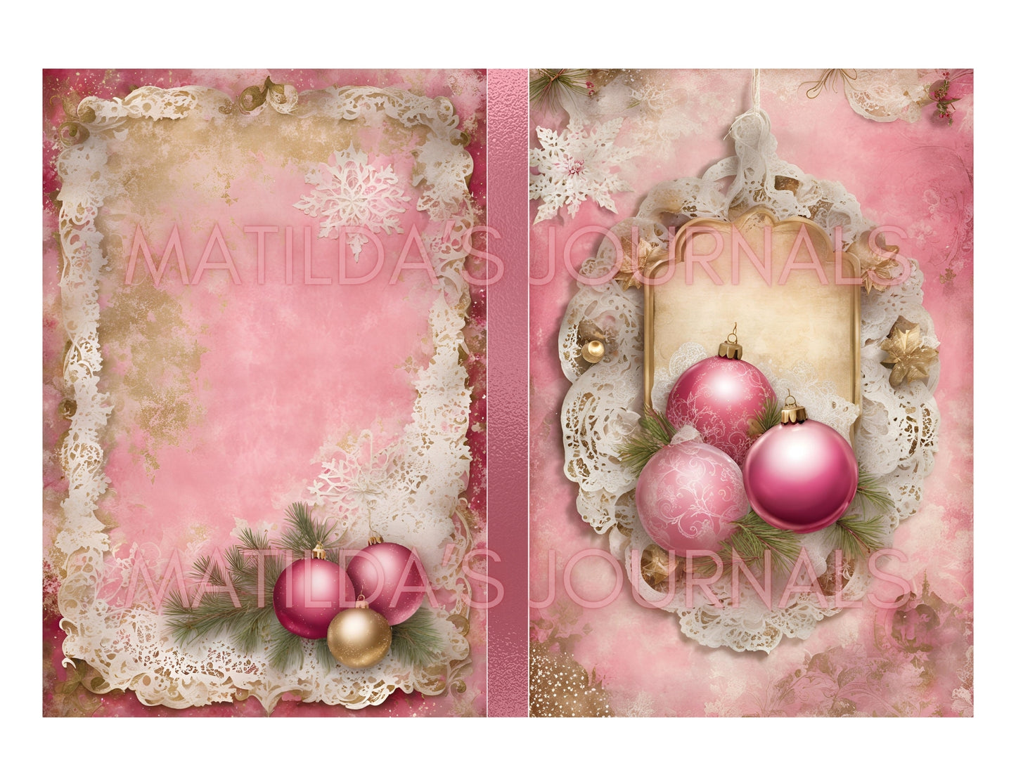 Frosted Pink Holiday Notebooks Package - Digital Printable Kit