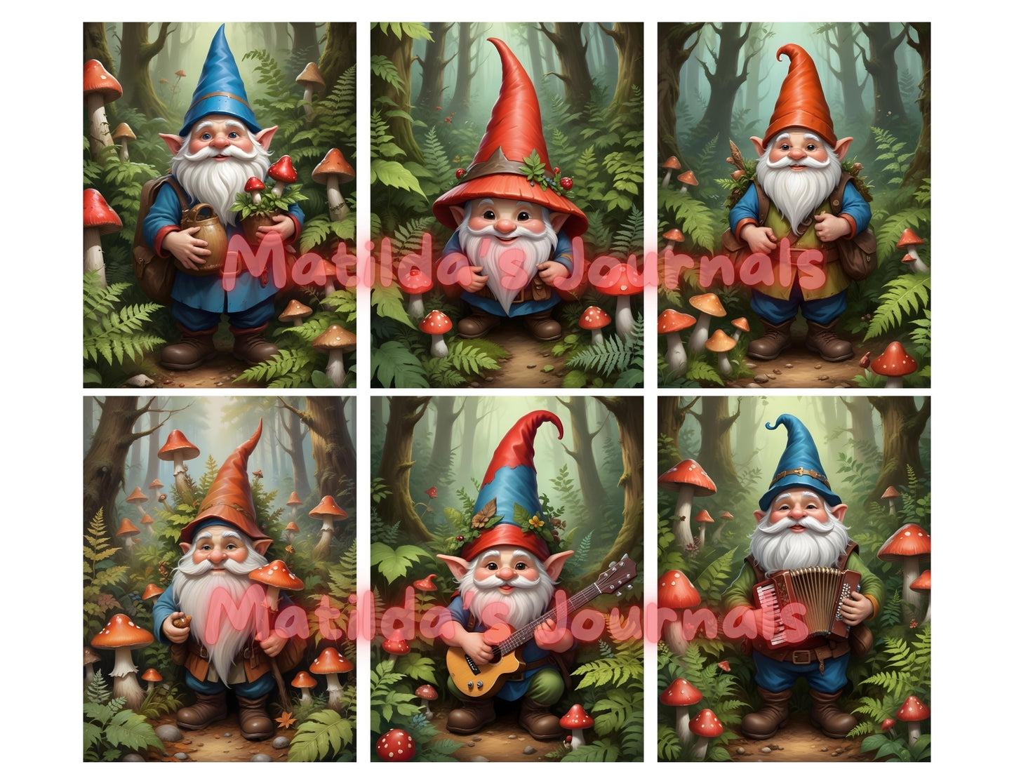 Gnomes & Mushrooms Printable Notebook Set