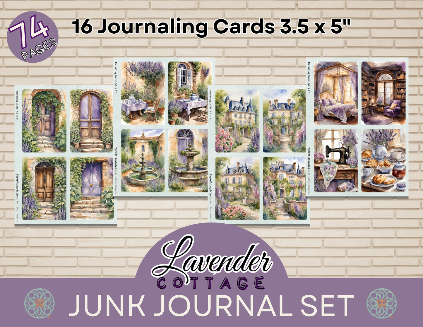 Lavender Cottage Digital Junk Journal Set - 74 Printable Pages of French Country Charm